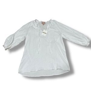 Show Me Your Mumu Margot White Cotton Gauze Tunic Boho Relaxed Fit Designer